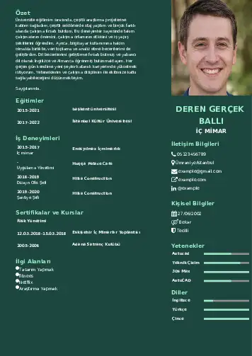 İç Mimar Cv Örnekleri cv indir